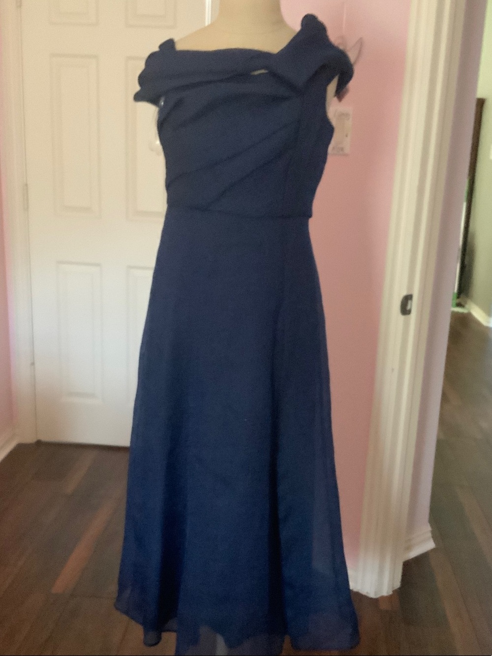 JS Collections Navy Blue Off-Shoulder Gown, never worn
